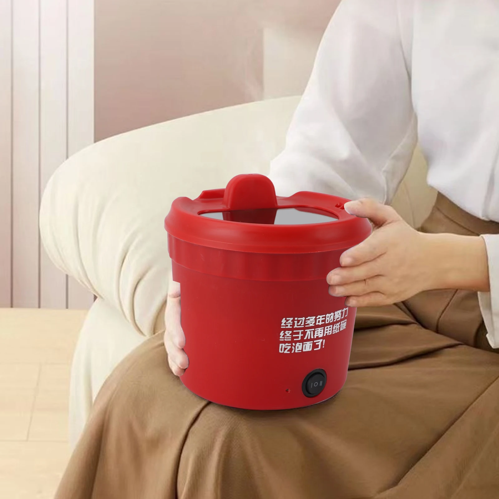 Electric Pot Multifunctional Portable 1.2L 450W Even Heating Anti Stick Coating Detachable Power Cable Electric Ramen Cooker