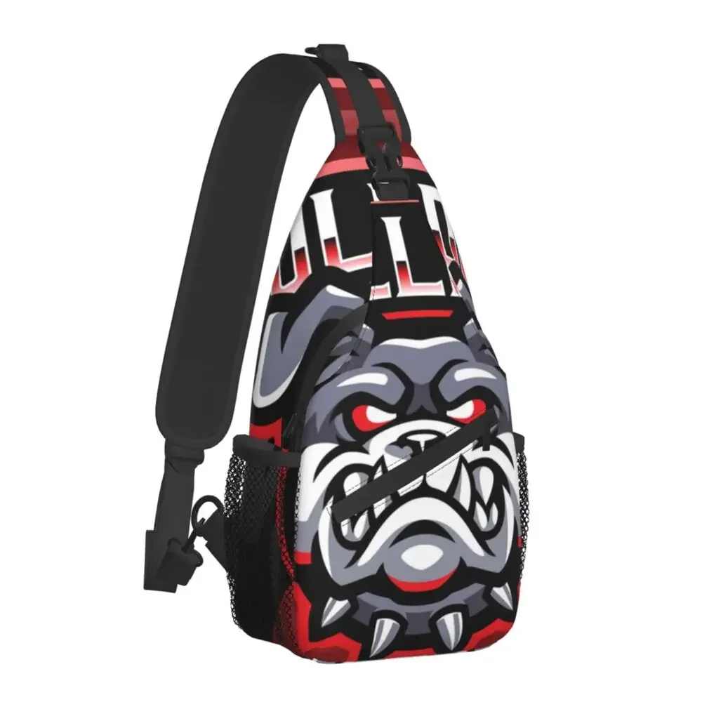 Ransel selempang kepala Bulldog kartun, tas bahu dada anjing lucu kustom untuk perjalanan