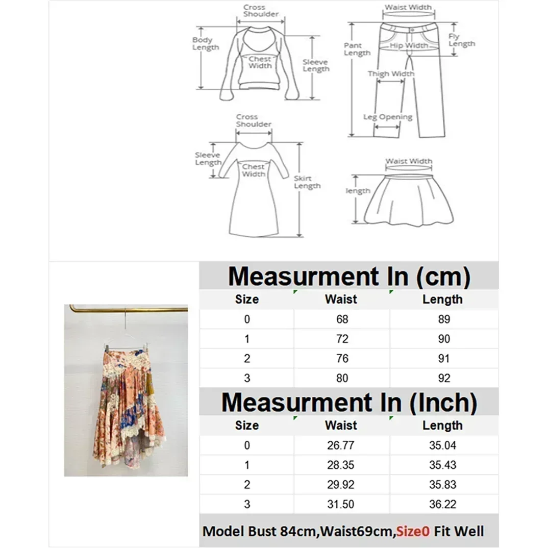 Falda Midi de algodón puro para mujer, falda Irregular de alta calidad con retazos de encaje y estampado Floral, novedad de 2024