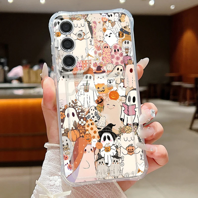Card Bag Phone Case For Samsung Galaxy S26 S25 S24 S23 Ultra S25 FE A18 A57 A37 A17 A27 A56 A55 A16 A36 Halloween Pattern Cover