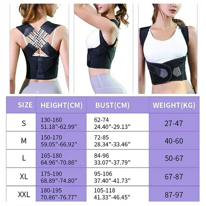 Posture Back Brace Adjustable Back Support Strap to Prevent Spinal Distortion and Hunchback Suitable for Men and Women