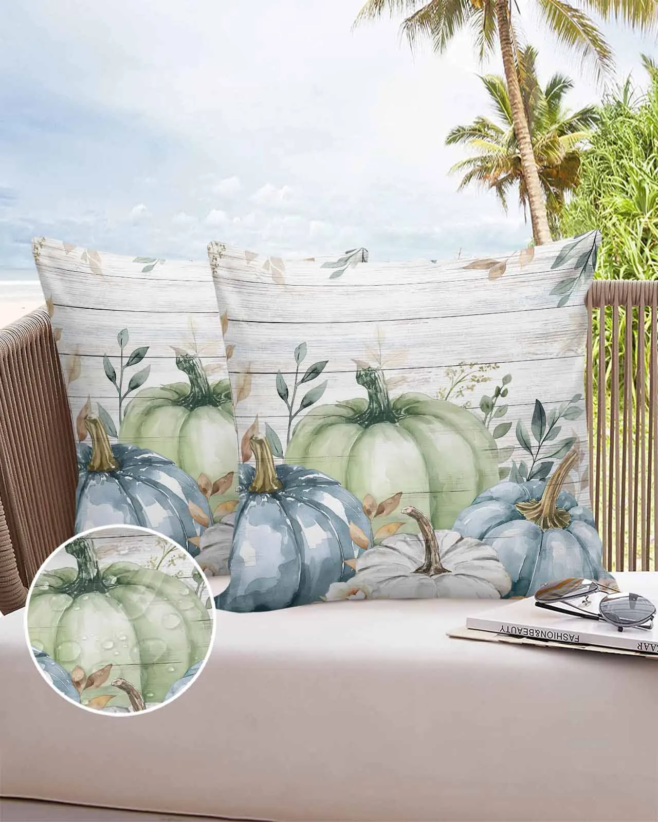 

2/4PCS Thanksgiving Autumn Leaves Outdoor Garden Chair Waterproof Cover Cushion Home Decor Pillow Case