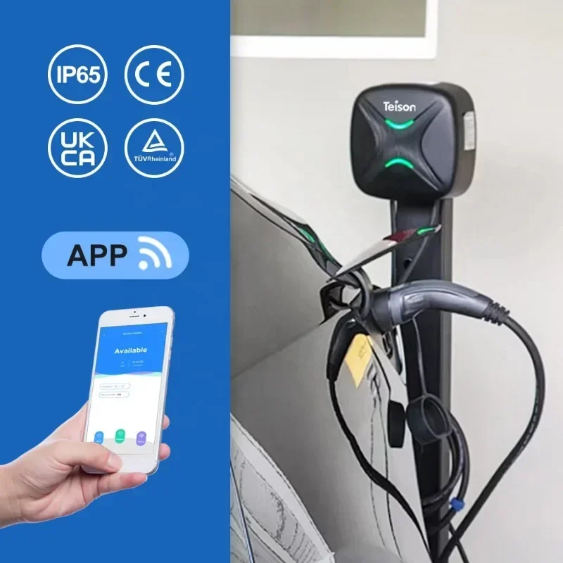 Teison Wholesale Factory 7kw 32A Ac Ev Charging Station 220v Wall-mounted Wallbox Ev Charger Type 2 Plug