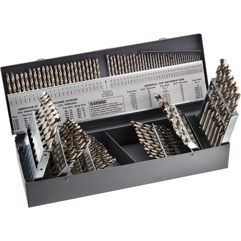 High Speed Steel Drill Bit Set 118 Degree Point 115 Piece HSS Metal Drill Bits