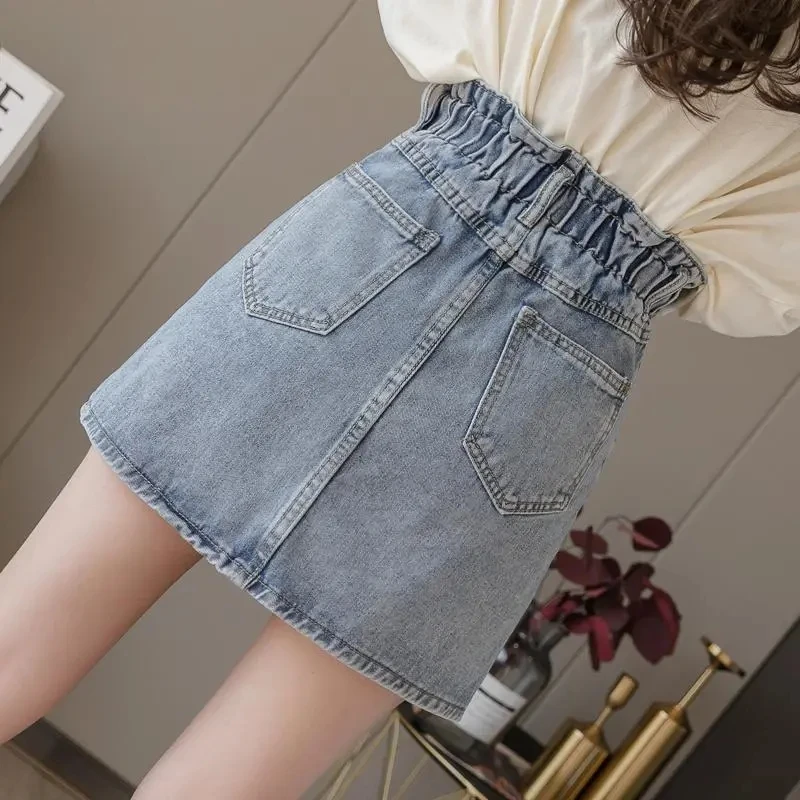 Womens High Waisted Short Mini Denim Skirt 2024 New Spring And Summer Korean Fashion Casual Jeans A-Line Skirts Woman Clothes