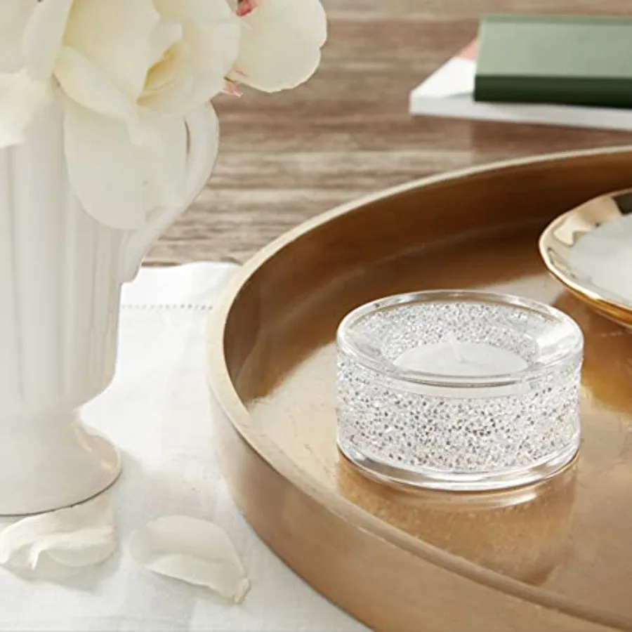 Shimmer Tea Light Holder Candle Holder with Clear Crystals Featuring an Aurora Borealis Effect Part of The Shimmer Collection