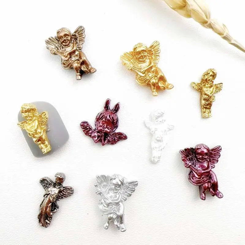 Mixed Resin Baroque Style Angel Statue Nail Art Charms 3D Retro Little Angel Relief Nail Art Decorations Manicure DIY Supplies