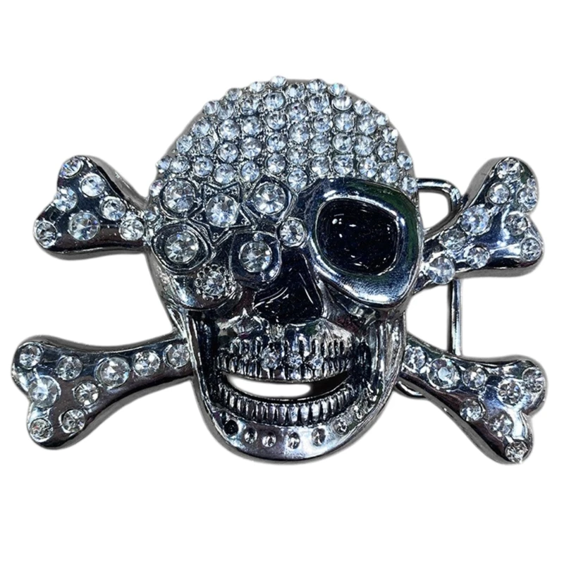 Vintage Halloween Rhinestone Skull Belt Buckle Metal Adult Teens Belt Buckle Replacement DIY Craft Belt Buckle Supplies