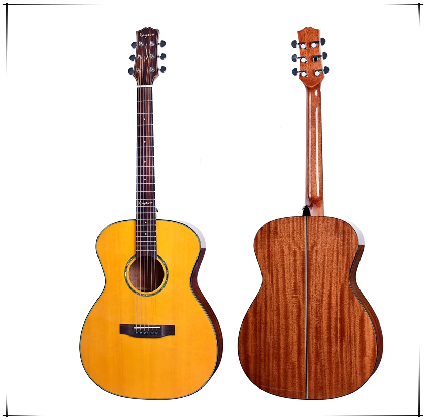 

40inch high quality solid spruce top wood yellow natural color acoustic electric guitar