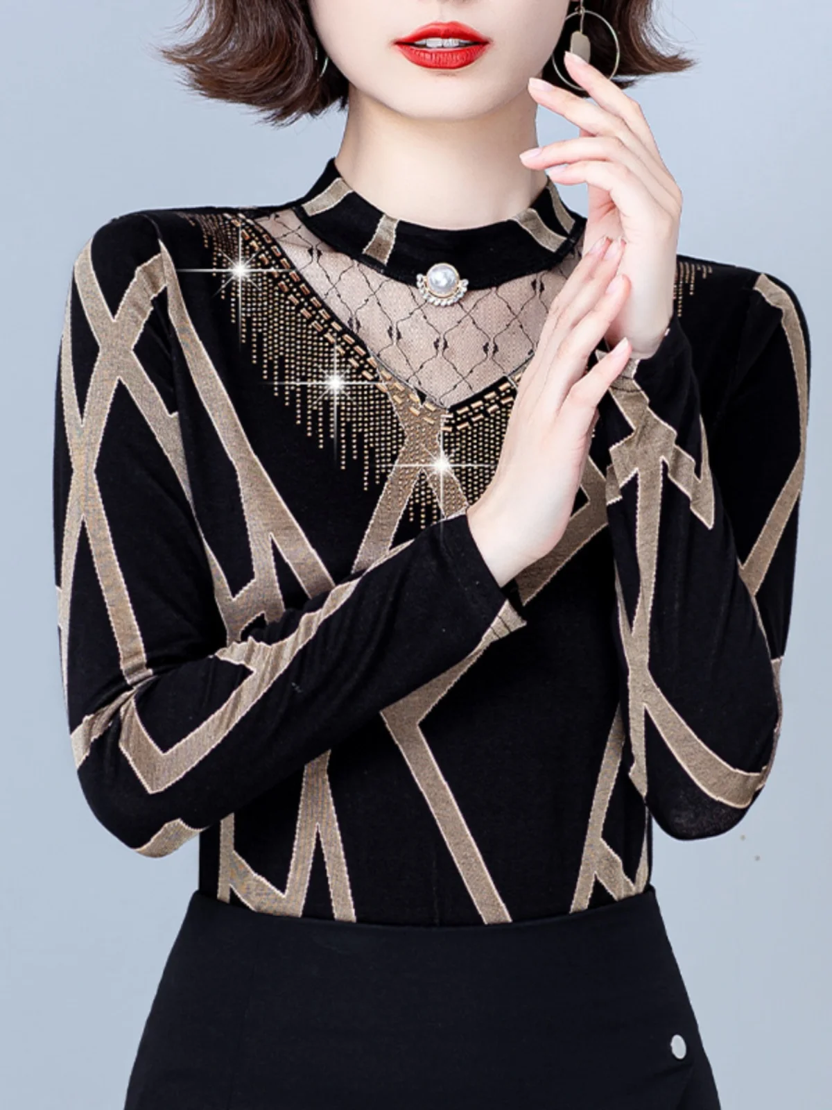 Bla Long Sve Base irt Vêtements intérieurs pour femmes automne hiver Faion Top grande taille Vêtements pour maman d'âge moyen f High Colla...