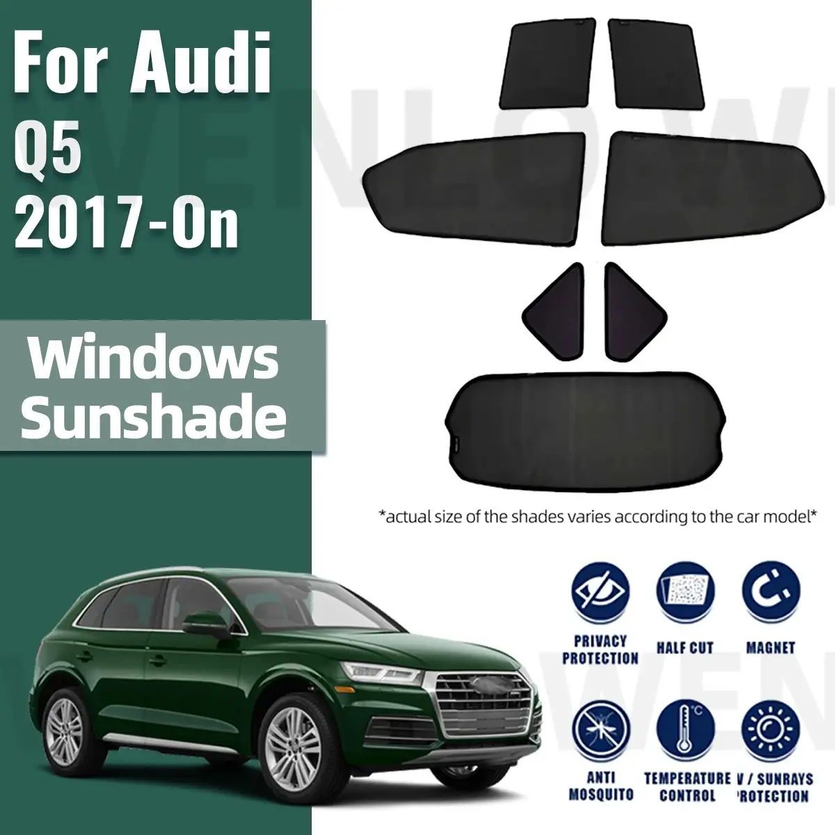 For Audi Q5 FY 2018-2023 2024 Car Window SunShade Vehicle Curtain Sun Shade Visor Net Mesh Solar Protect Kids 