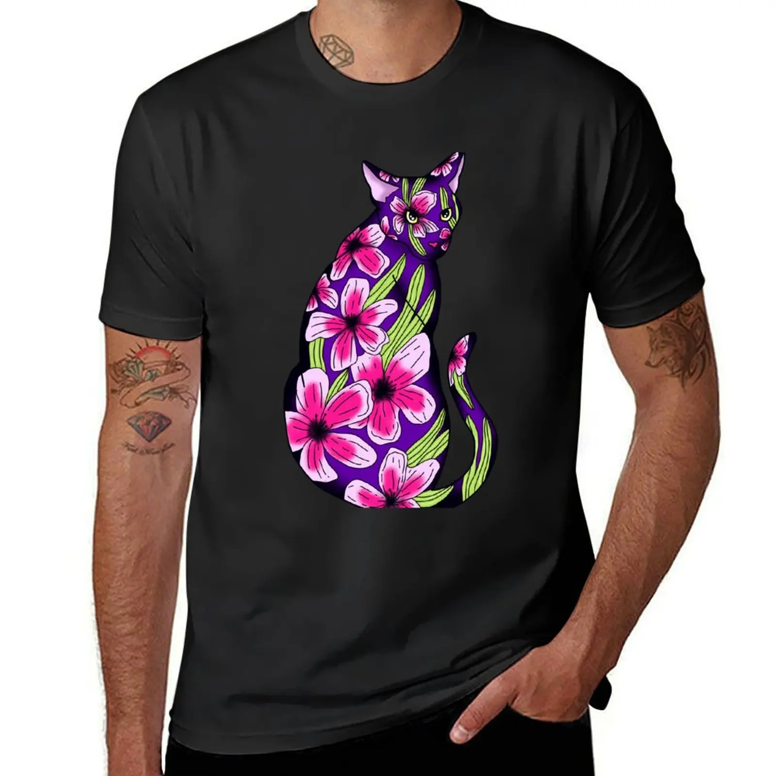 

Spring Floral Cat T-shirt quick-drying shirts graphic tees customs design your own mens graphic t-shirts big and tall