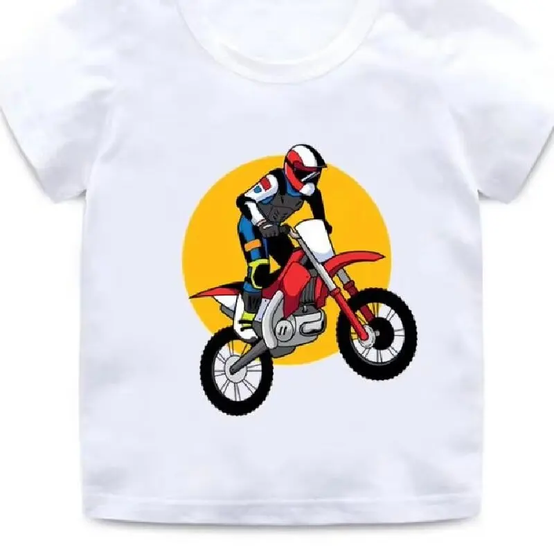 Funny Motocross Rider Cool Summer Fashion Kids T Shirt Streetwear Toddler Baby Girls Clothes Children Tops