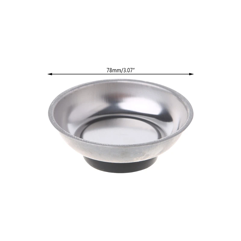 Round Parts Tray Bowl Dish Stainless Steel Garage Holder Tool