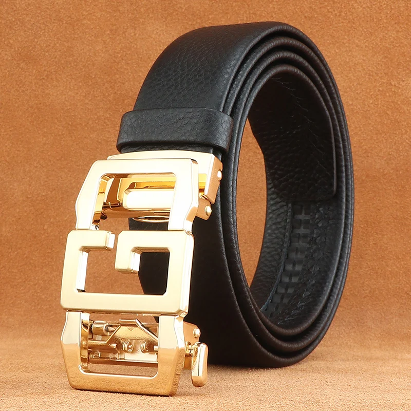 

High quality letter g belts for men automatic buckle high in genuine cowhide leather 3.5cm wide fashionable trousers