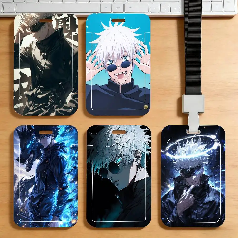 Anime Character Gojo Satoru Jujutsu Kaisen Black Lanyard Card Holders Student Meal Cards And Campus Ids School