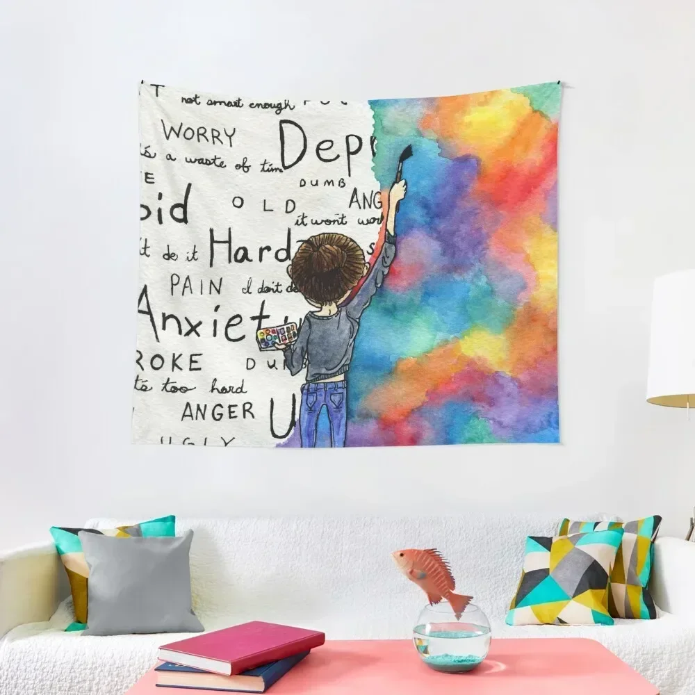 

Always Keep Fighting Watercolor Painting (2015) REVAMP Tapestry Home Decor Accessories Home Decor Aesthetic Tapestry