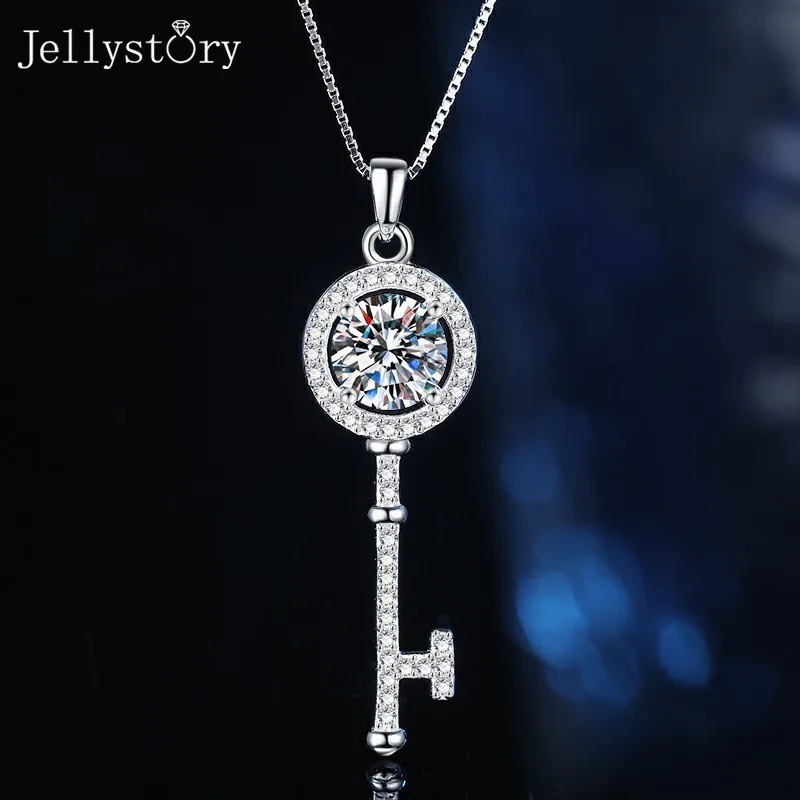 

Серебряное колье S925 с муассанитом в форме ключа для женщин, модный классический кулон, легкое роскошное украшение на ключицу
