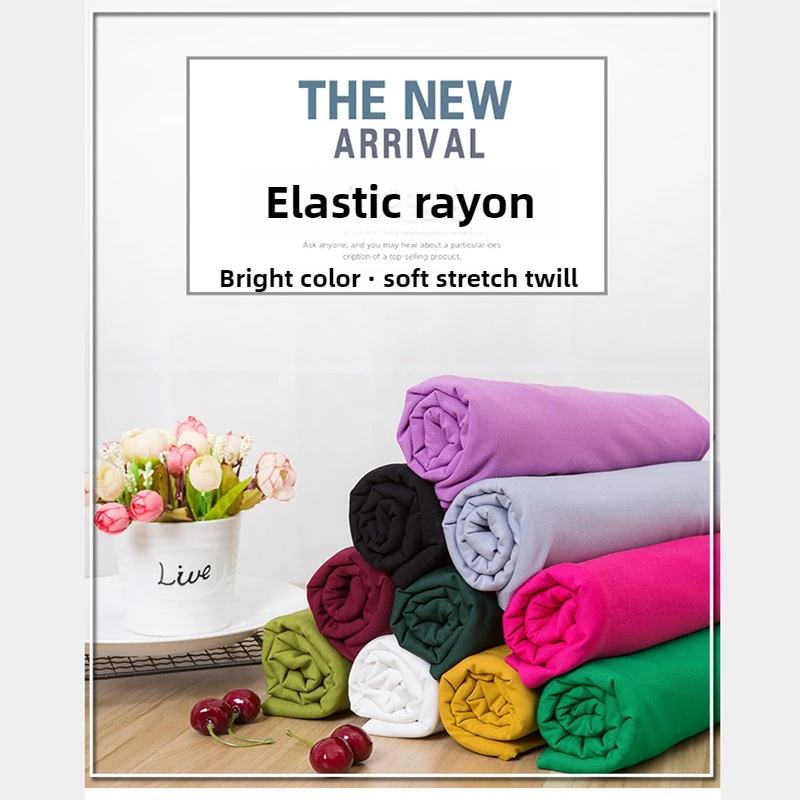 

Twill Stretch Rayon Fabric Soft Summer Thin By The Meter for Women's Dress Shirt Bedding Diy Sewing Comfortable Cloth Black Red