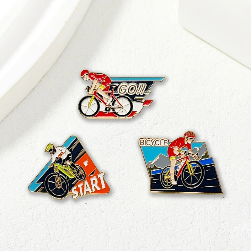 New Mountain Road Bike Commemorative Brooch Sports Competition Design Metal Badge Pin Gift For DIY Clothing Bags Hat Accessories