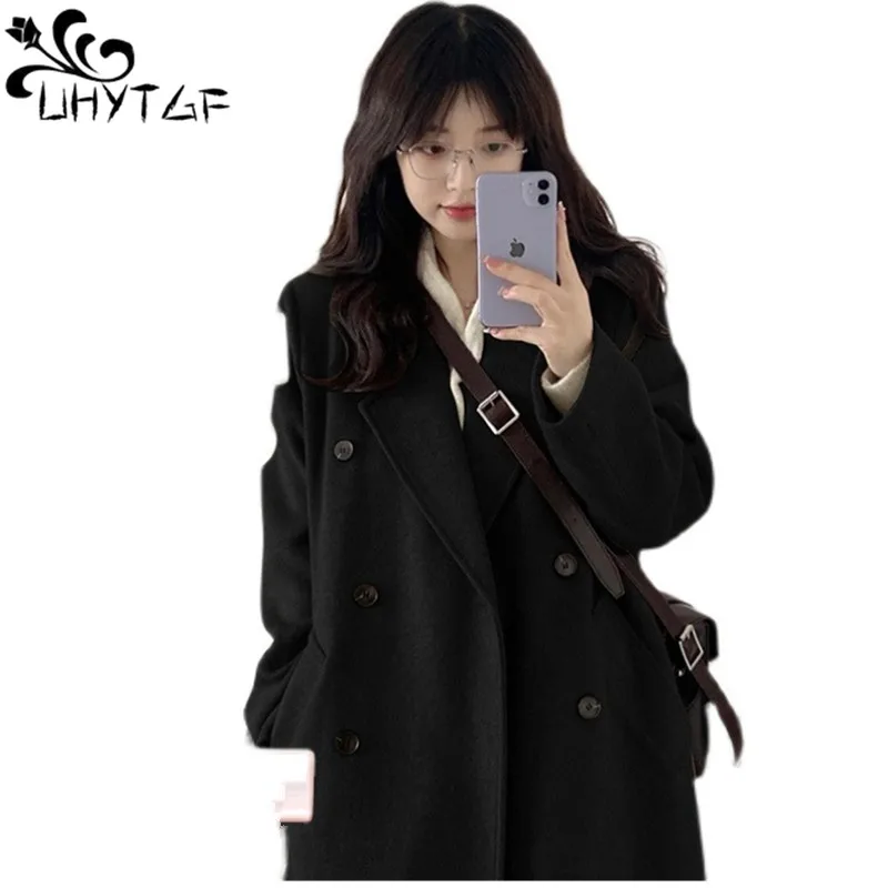 

Woolen Coat Women Clothing 2023 Fashion Double Breasted Autumn Winter Wool Jacket Female Mid-Length Elegant Ladies Outewear 2419