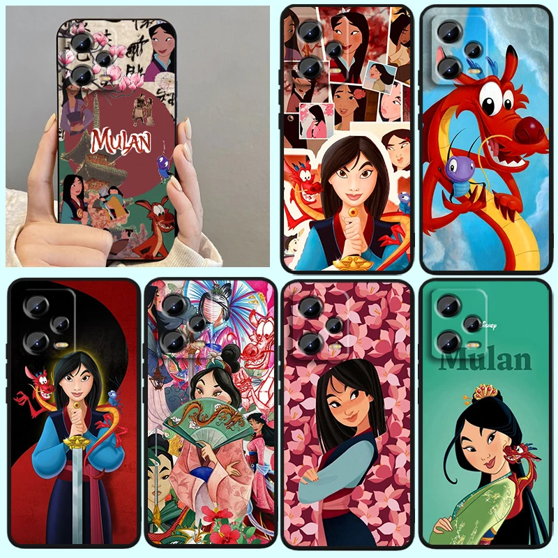 

Hua Mulan Disney Cool Art For Xiaomi Redmi Note 13 12R 12 12S Turbo 11 11T 11S 10 10S Pro Plus 5G Black Back Phone Case