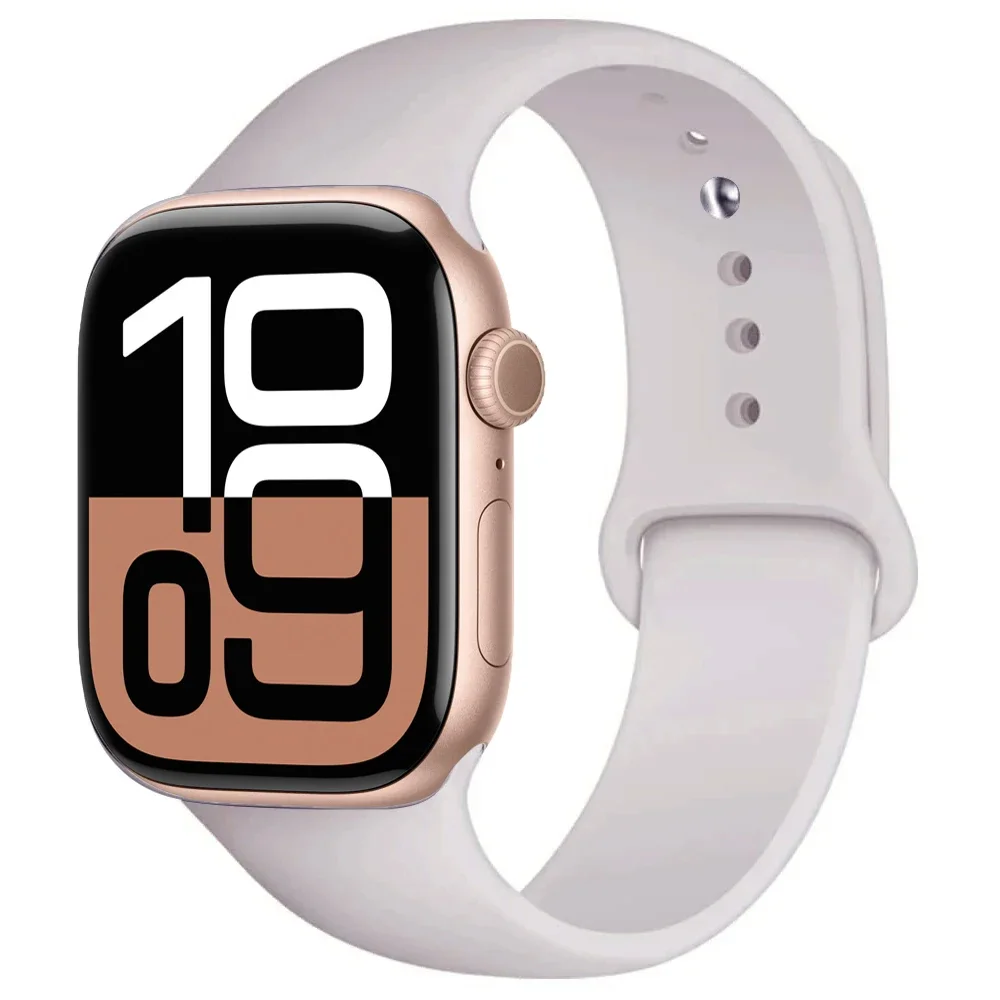 Силиконовый ремешок для Apple Watch 44 мм 45 мм 41 мм 49 мм 40 мм 42 мм 46 мм Спортивный браслет iWatch Series 10 9 Ultra 2 8 7 SE 6 5 4