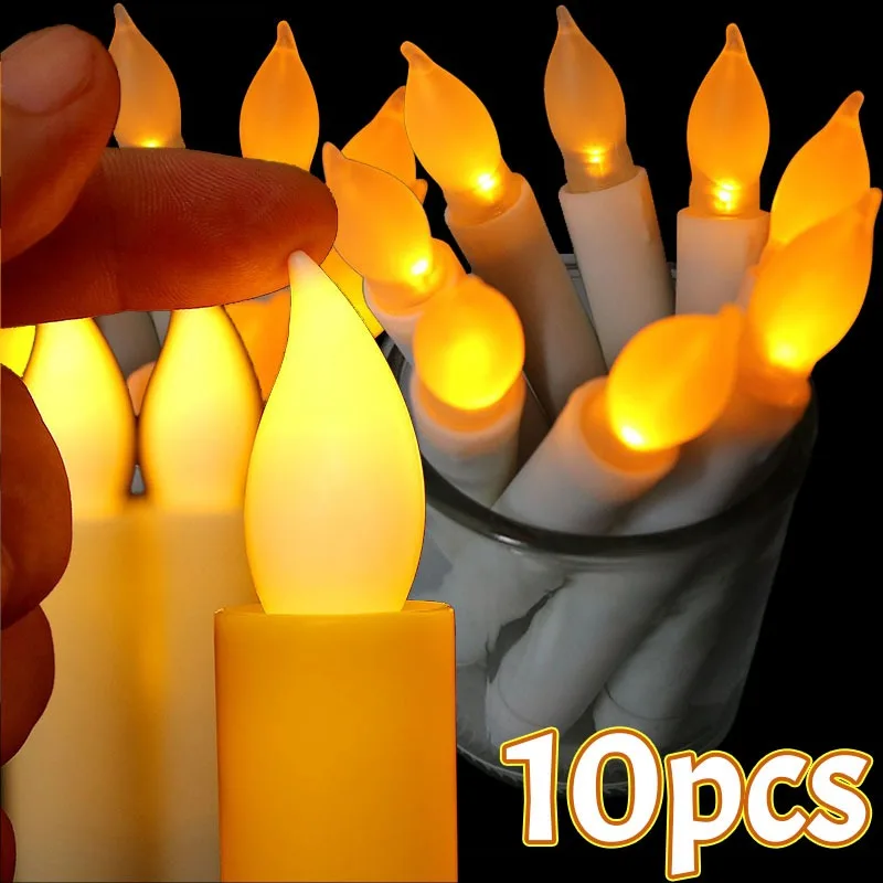 

10/1pcs LED Taper Candle Realistic Flicker Flamed Wick Technology Battery Operated Wedding Christmas Dinner Party Ambiance Decor