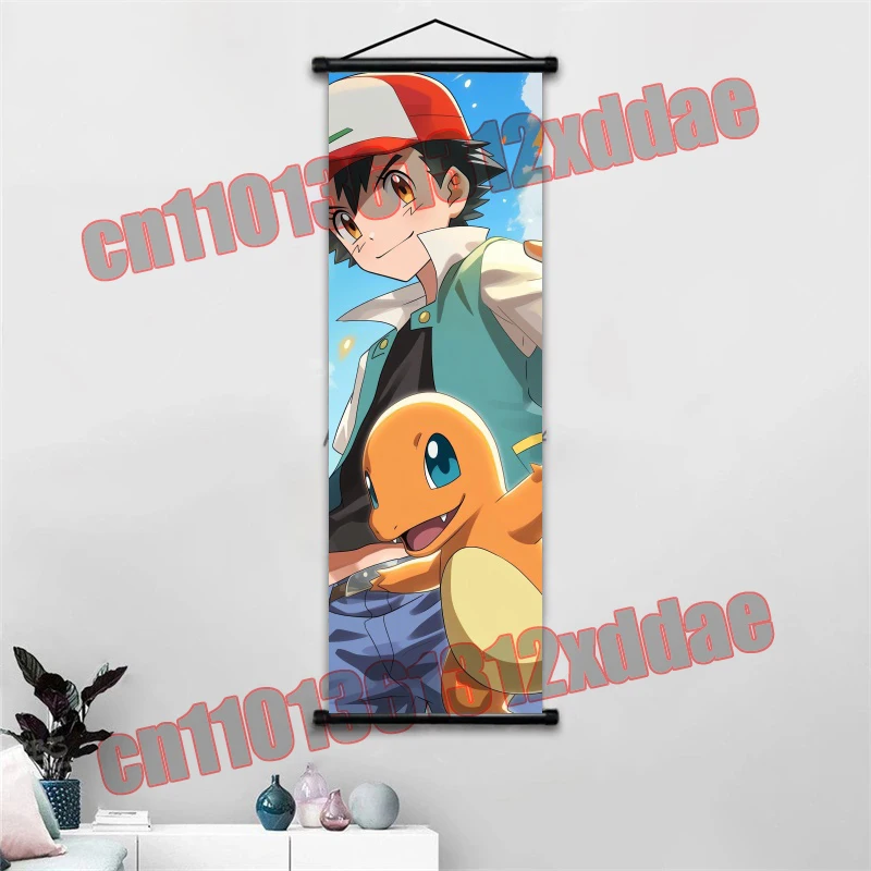 Seni Cetak Lukisan Kanvas Putih Gantung Anime Pokemon, Pikachu, Poster, Hadiah Lukisan Seni Dinding Kamar Anak-anak Rumah