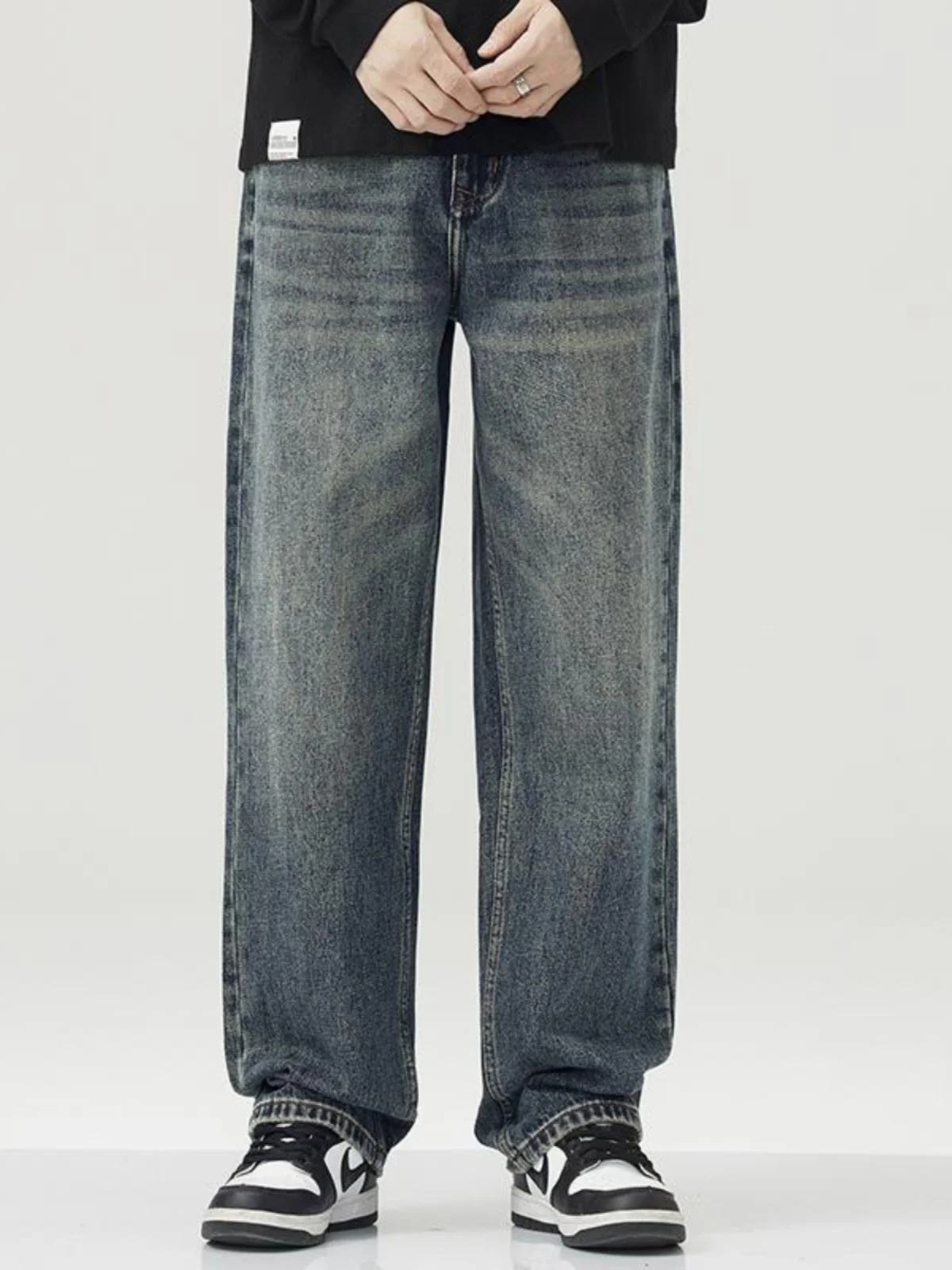 

Мужские джинсы премиум-класса в стиле ретро, свободные, прямого кроя, весна-осень, новые, повседневные, универсальные, широкие, длинные брюки в американском стиле