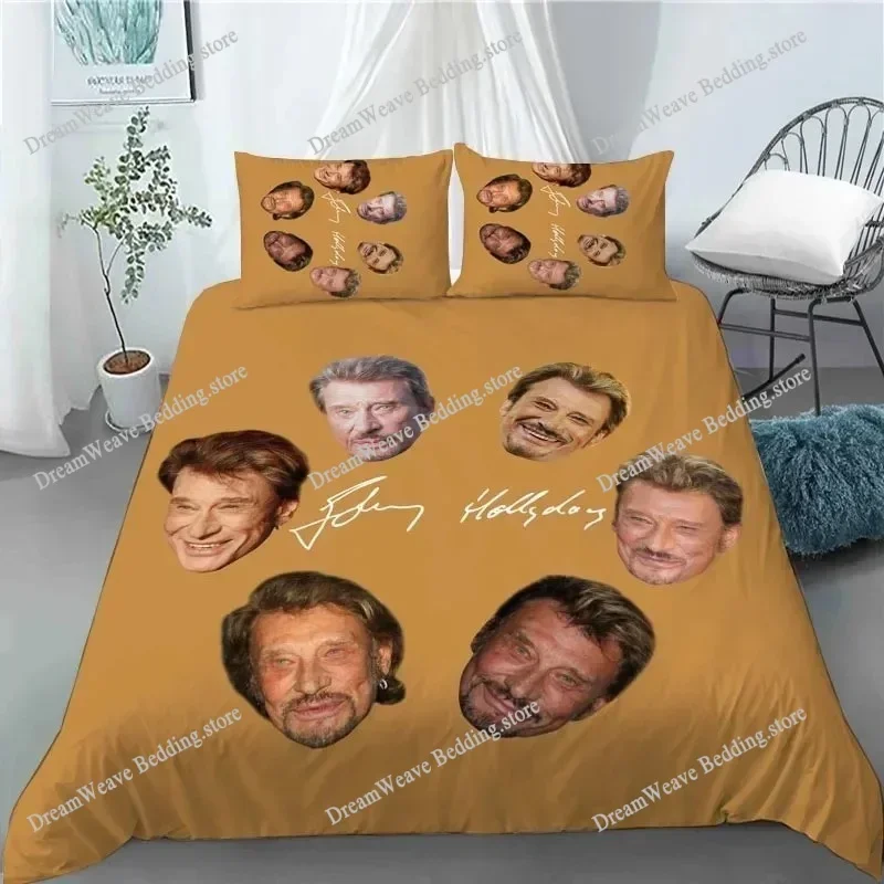 Johnny Hallyday Bedding Set,Rock Star Music Duvet Cover Quilt Cover Pillowcase Single Double Size Boys Adult Birthday Gift592FQH