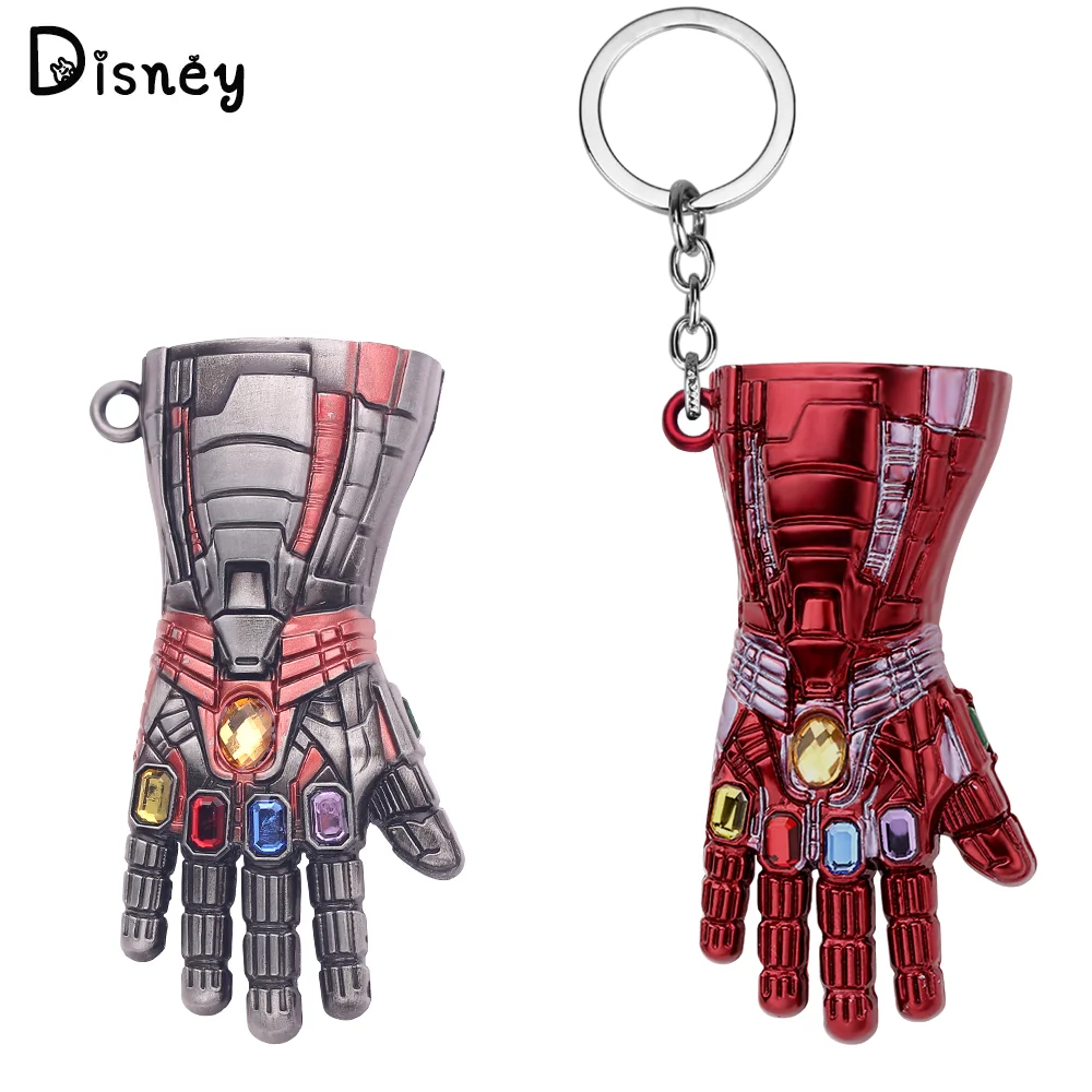 LLavero de superhéroe de Marvel, colgante de Metal, vengadores, Thanos, Infinity Gauntlet, llavero de mochila de coche, accesorios de decoración