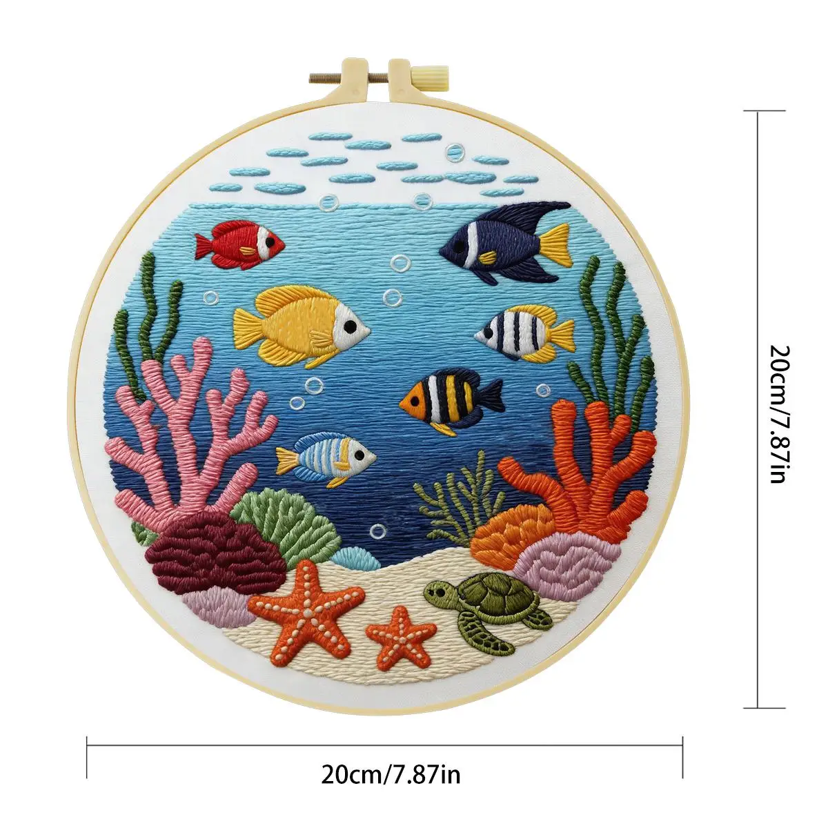 1 Stück 20X20CM/15X15CM 7,87/6,3 Zoll Ozean-Stickerei-Starter-Kit DIY-Kit DIY-Stickerei-Set Handarbeiten Malerei Nadelkunst – Detail 4