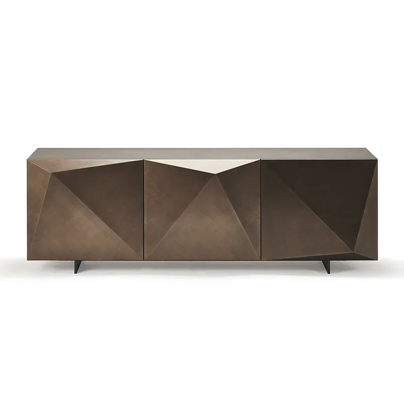 Italian Modern Gold Metal High Gloss Sideboard Luxury Buffet Cabinet for Dining Room