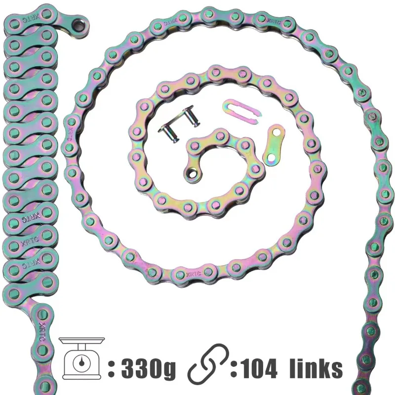 

Sports Entertainment Single Speed Bike Chain, 1 Speed Bicycle Chain,Rainbow Color,W/ Chain Breaker Cutter Cycling