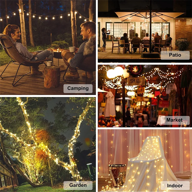 Outdoor Solar String Lights Waterproof LED Fairy Light With 8 Modes Lighting 60LEDS Solar Powered Lamp for Garden Yard Decor