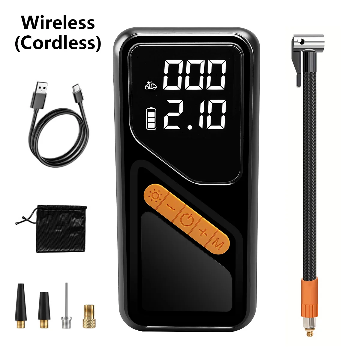 New Wireless Dual Display Cordless Air Pump with Type C Charging for Motorcycle Car Bicycle Tire Inflator Portable Electric Pump