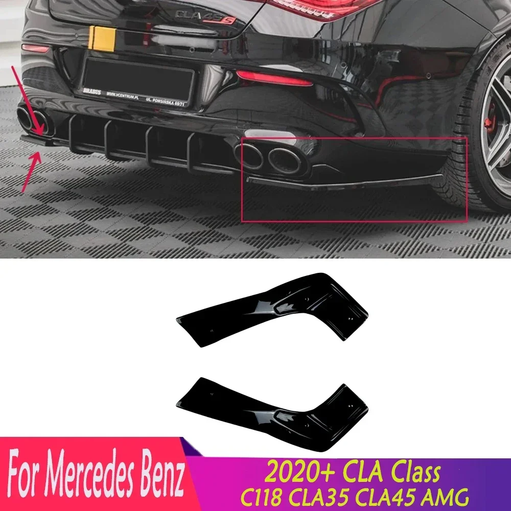 

Hot For Mercedes Benz 2020+ CLA Class C118 CLA35 CLA45 AMG Gloss Black Rear Bumper Side Splitter Spoiler Lip Cover Trim Body Kit