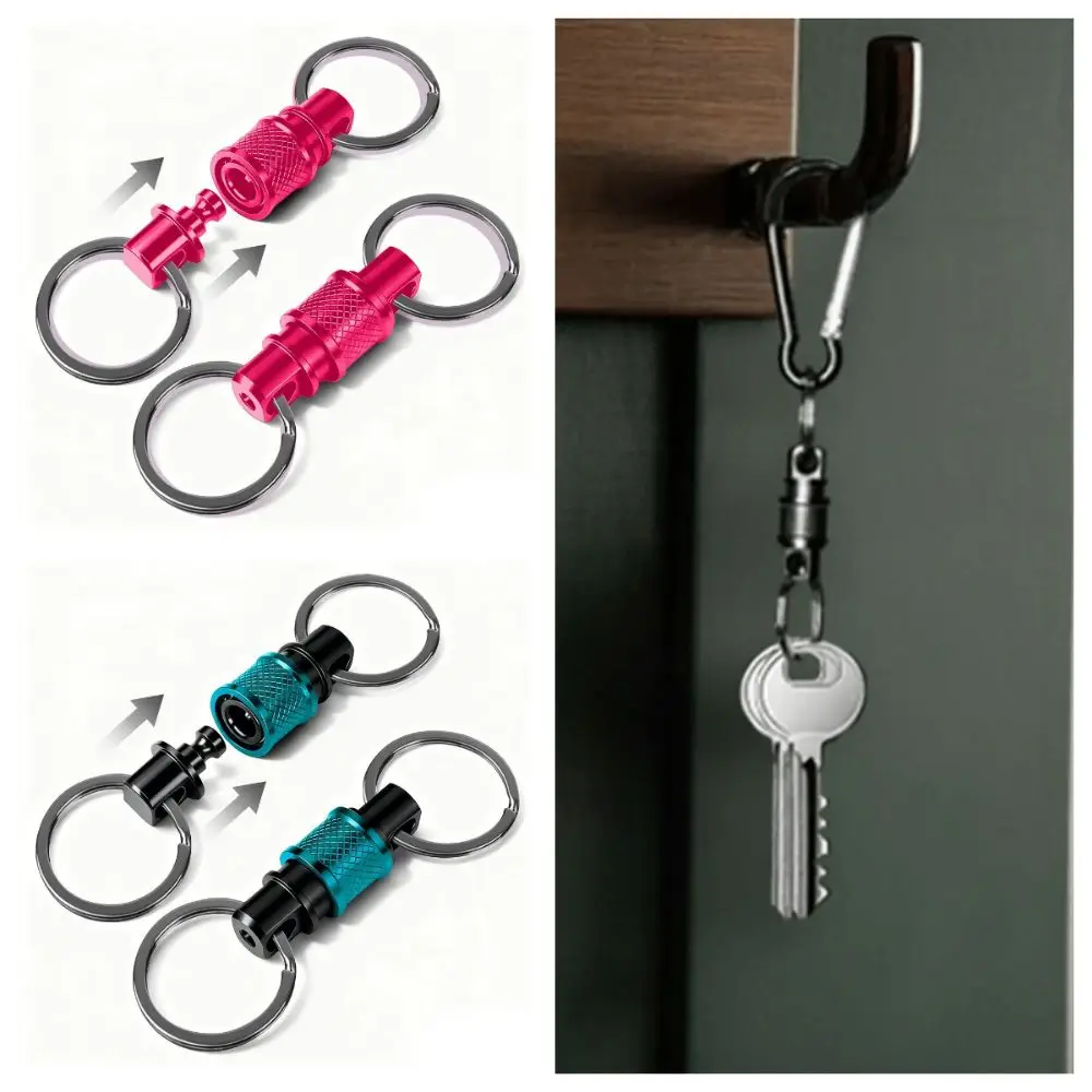 360 Degree Rotation Quick Release Keychain Aluminum Alloy Multifunctional Design Quick Pull Keyring Rustproof Craft Keychain