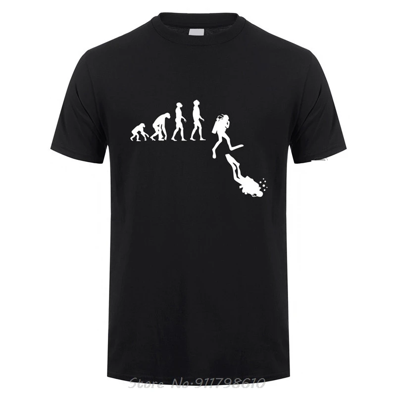 

Diving Evolution T Shirt Men Cotton Funny Diver T-shirt Man Clothing High Street Camiseta Basic Tops Fitness t shirt Streetwear