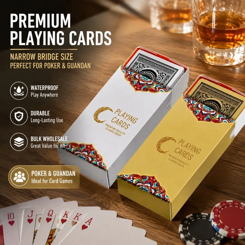 pvc製トランプカード-ナローブリッジサイズ-防水性-耐久性-ポーカーとグアンダン用カードゲーム-大量卸売