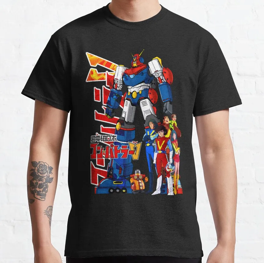 

Combattler V & Pilot Team Anime Gift t shirt Japan Robot Mecha graphic tee Y2K Clothes 100% Ccotton printed Large size Tops