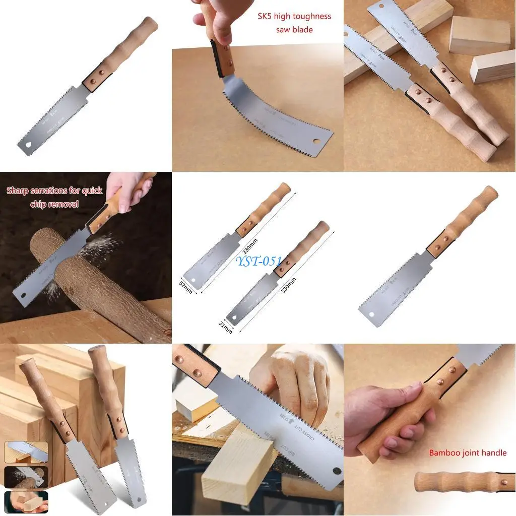 

E15A SK5 Steel Sawing Double Edged Japanese Handsaw Flexible Handsaw For Garden Pruning Woodworking Cutting Hand Tools