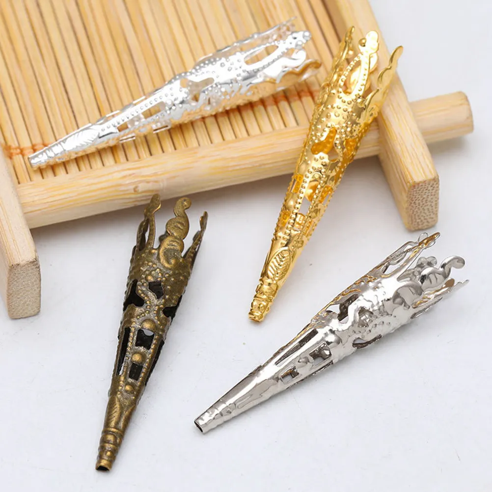 

100pcs Flower Holder 5-Petal Iron Bead Caps Long Trumpet Shape Filigree Findings For Diy Jewelry Making Craft White K Color