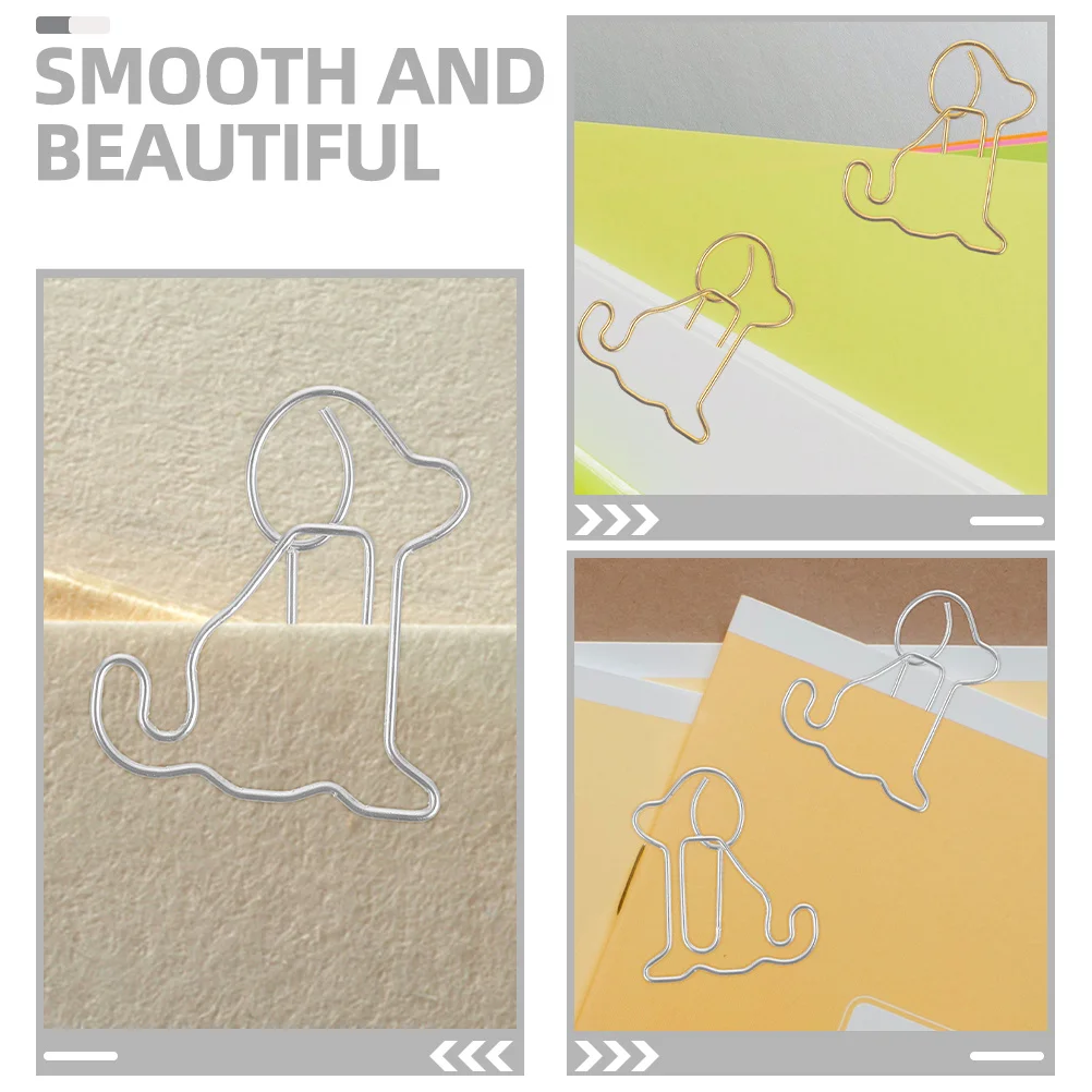 50Pcs Sturdy Dog Shaped Paper Clips Decorative Clips for DIY Bookmarks Photo Albums Cards Envelopes Office Documents