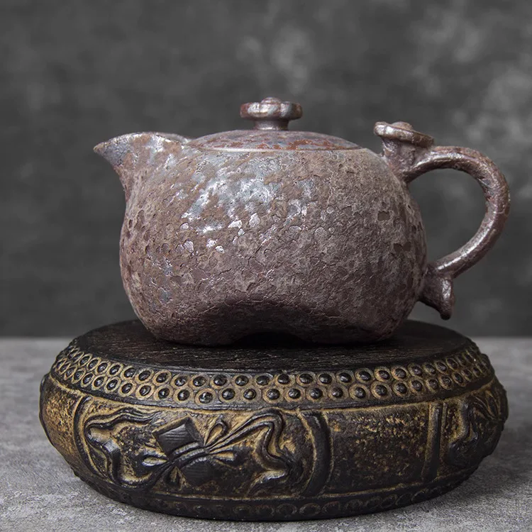 Handmade Teapot, Dry Soaked Stone Carving Art Ornament, Nostalgic Teapot Cushion, Vase Base Decoration, Buddha Seat, Chinese