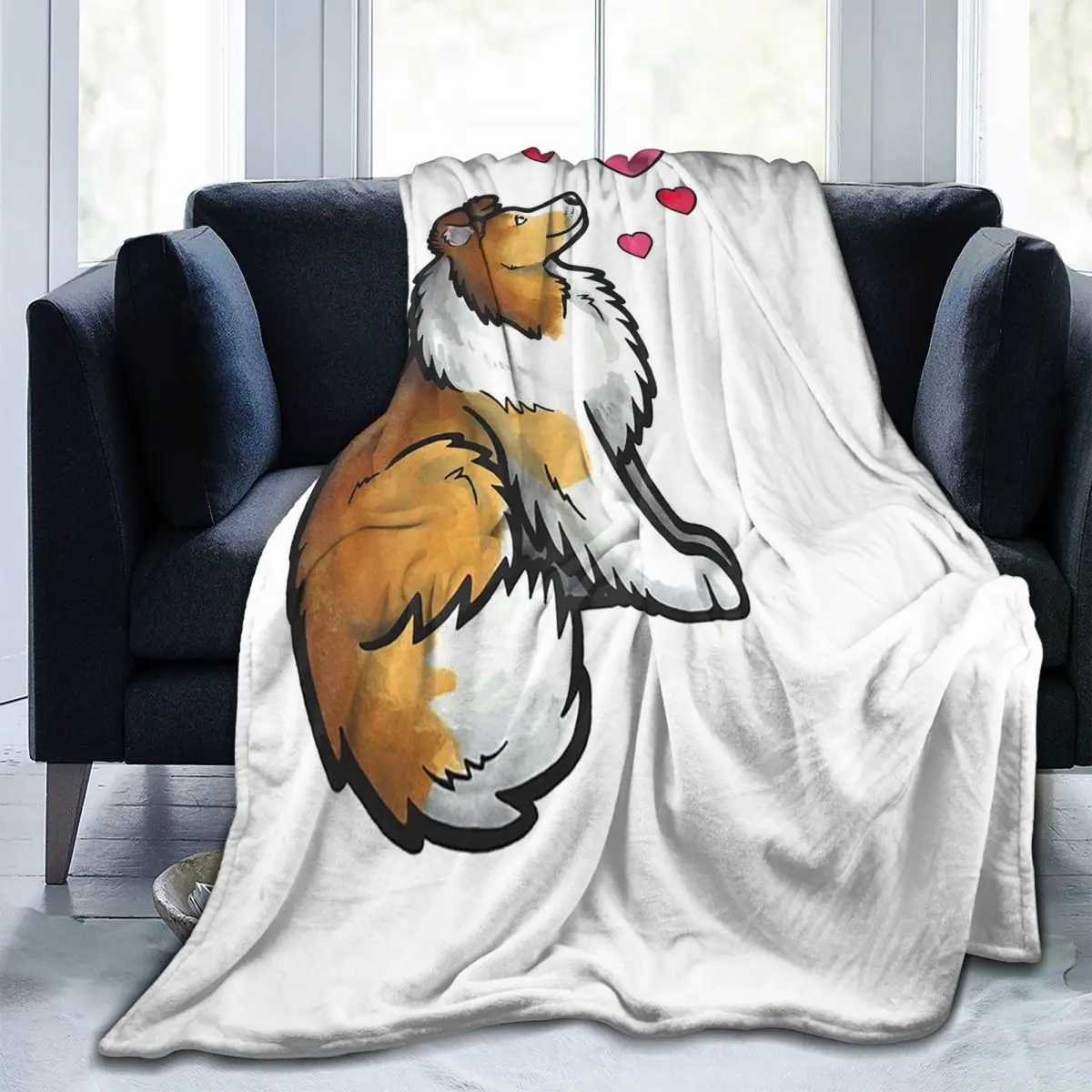 

Sheltie Dog Love Blankets Fleece Sofa Throw Blanket Portable for Couch Bedding Travel Throws Bedspread Quilt