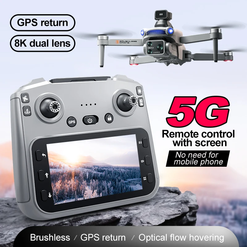 新型S119 GPS RCドローン プロ仕様 8K HDカメラ搭載 空撮FPV 障害物回避機能付き 大型スクリーンリモコン 折りたたみ式ドローン