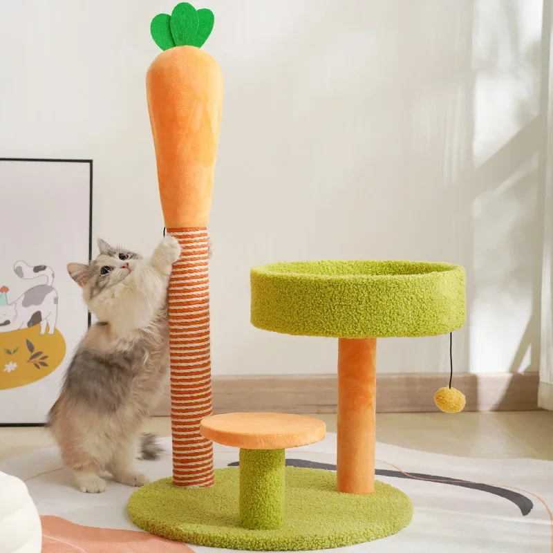 

Cat Climbing Frame Sisal Cat Scratching Post Cute Carrot Tree Cats Scratcher Sofa Protector Cats Shelf House Toy Pet Accessories