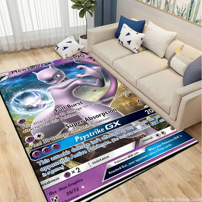 

Japanese Anime Pokemon Card Large Area Rugs Carpet for Home Living Room Anti Slip Chair Lounge Floor Mat Kitchen Rug Decoration